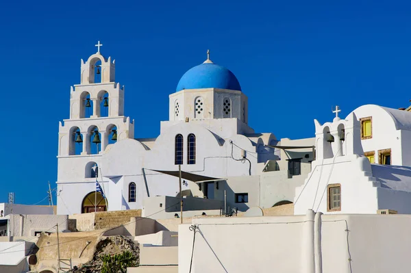 Blue Domed Church Santorini Greece — Stock Photo, Image