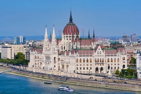 Здание Парламента Венгрии Берегу Дуная Будапешт Венгрия — стоковое фото