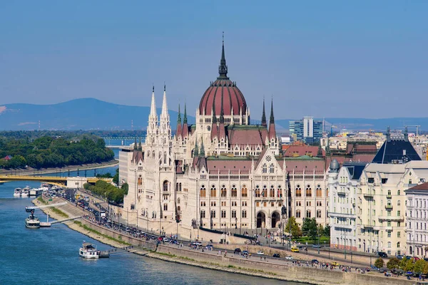 Parlamento Húngaro Construindo Nas Margens Danúbio Budapeste Hungria — Fotografia de Stock