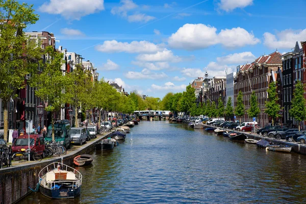 Buildings Boats Canal Amsterdam Netherlands — Stock Photo, Image