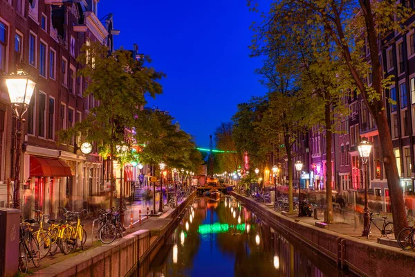 Night View Wallen Famous Red Light District Window Prostitution Amsterdam — Stock Photo, Image