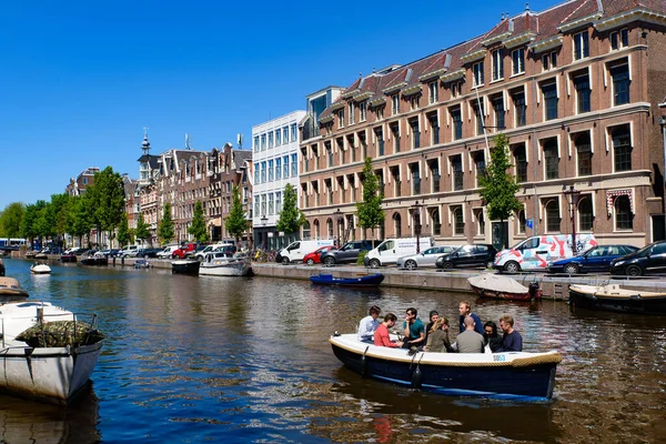 Giro Barca Crociera Sul Canale Amsterdam Paesi Bassi — Foto Stock