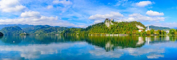 Vista Panorámica Del Lago Bled Destino Turístico Popular Eslovenia — Foto de Stock