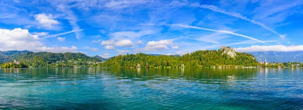 Panoramic View Lake Bled Popular Tourist Destination Slovenia — ストック写真