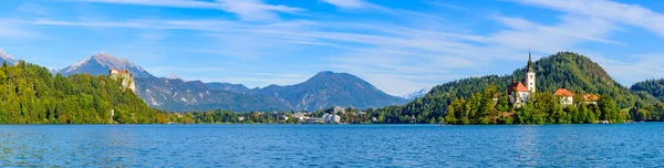 Panoramic View Lake Bled Popular Tourist Destination Slovenia — Stockfoto