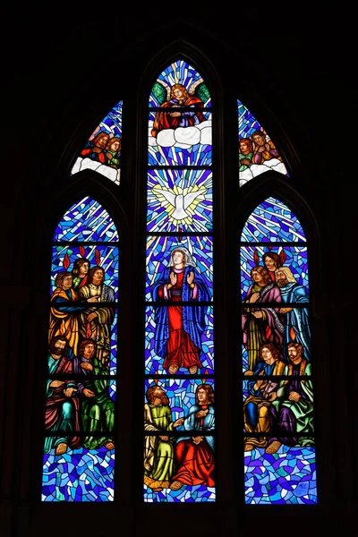 Stained Glass Window Almudena Cathedral Madrid Spain — Stockfoto