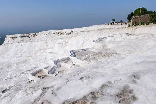 Formazioni Terrazze Travertino Pamukkale Castello Cotone Denizli Turchia — Foto Stock