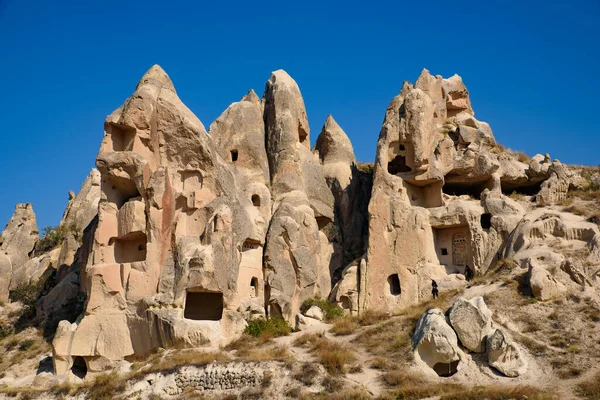 Cave Houses Carved Stone Goreme Cappadocia Turkey — Stock Photo, Image