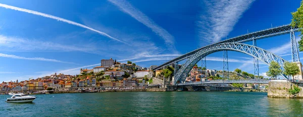 Panorama Margem Rio Ribeira Ponte Dom Luis Porto Portugal — Fotografia de Stock