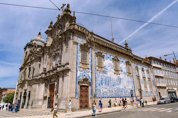 Igreja Carmo Una Iglesia Decorada Con Azulejos Azulejo Oporto Portugal — Foto de Stock