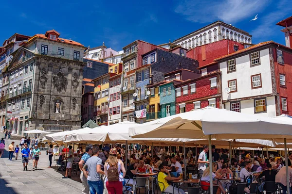 Ribeiratorget Vid Floden Douros Flodstrand Porto Portugal — Stockfoto