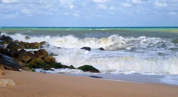 Türkei Schwarzes Meer Weiße Wellen Gischt Wellen Brechen Auf Den — Stockfoto