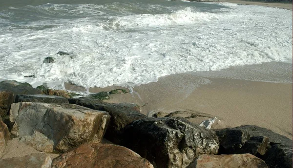 Türkei Schwarzes Meer Weiße Wellen Gischt Wellen Brechen Auf Den — Stockfoto