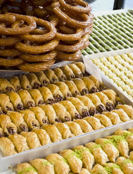 Tradiční Orientální Moučník Baklava Sladkost Středního Východu Tržišti Turecká Sladká — Stock fotografie