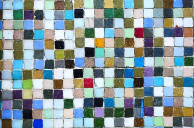 Çok renkli seramik karolar yakın çekim. Parlak arka plan, kopyalama alanı.