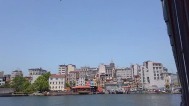 Bosporus Feribot turnuvası.Hagia Sophia 'nın siluetleri, Süleyman, Mavi Cami.