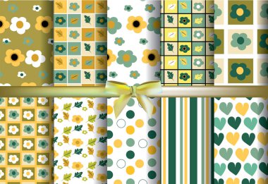 arka plan geometrik desen set yeşil ve sarı