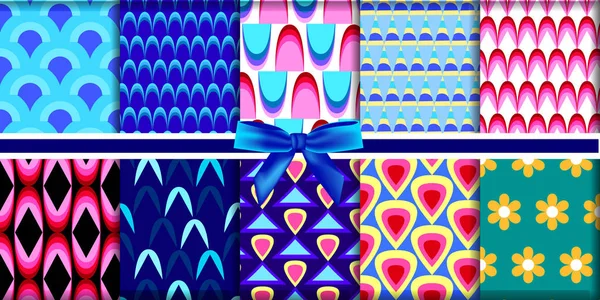 Desenli arka kesintisiz geometrik şekiller, soyut desenler ve parlak renkleri ayarla.