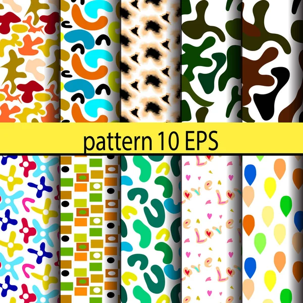 Set Patterned Backgrounds Seamless Geometric Shapes Abstract Patterns Bright Colors — Stock Photo, Image