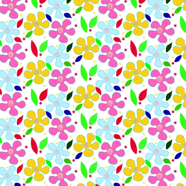 Illustration Vectorielle Motifs Floraux Colorés — Photo