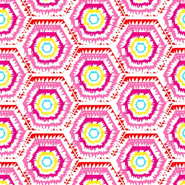 Χωρίς Ραφή Πρότυπο Ροζ Γεωμετρικό Μοτίβο Φόντου Ikat — Φωτογραφία Αρχείου