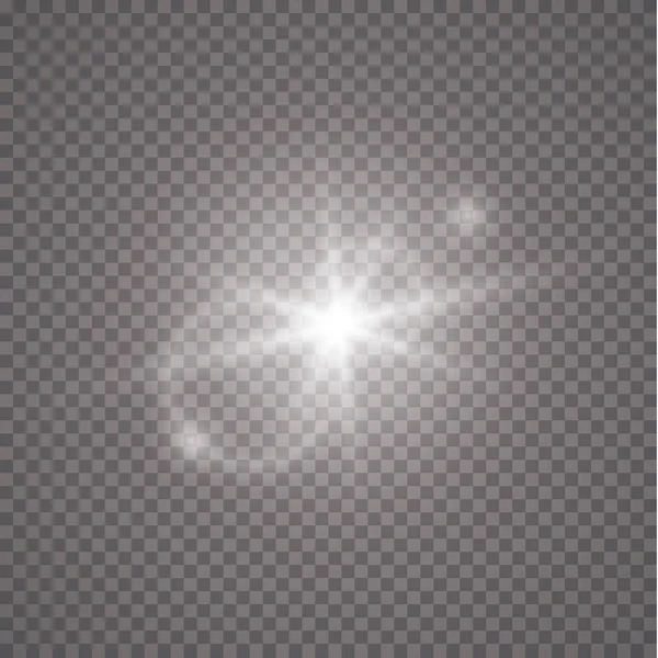 Efecto de luz de destello de lente especial de luz solar transparente vectorial. Flash de sol con rayos y proyector — Archivo Imágenes Vectoriales