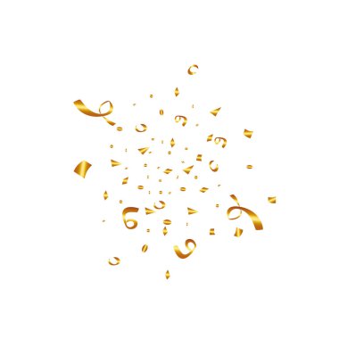 Beyaz arka plan üzerinde izole konfeti. Altın şeritler. Festival vektör çizim