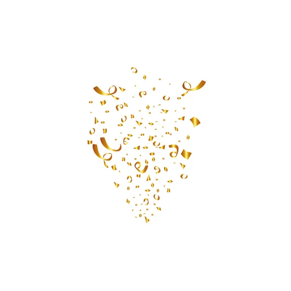 Confetti aislado sobre fondo blanco. Cintas doradas. Ilustración vectorial festiva — Vector de stock