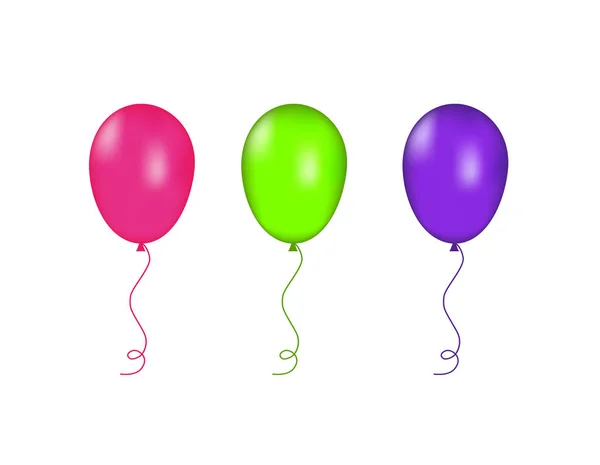 Balões rosa, verde e roxo isolados. Ilustração vetorial —  Vetores de Stock