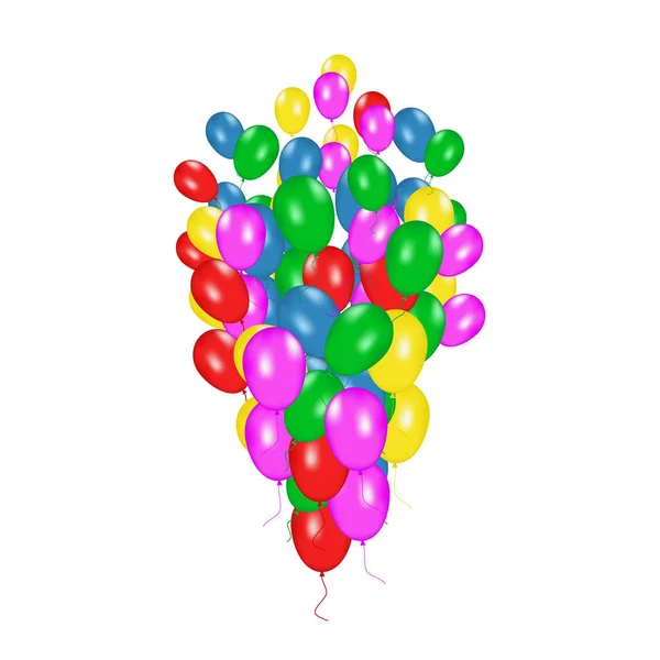Vektör bileşimi gerçekçi balonlar beyaz arka plan üzerinde izole renk. Balonlar izole. Doğum günü tebrik kartları veya diğer tasarımları için — Stok Vektör