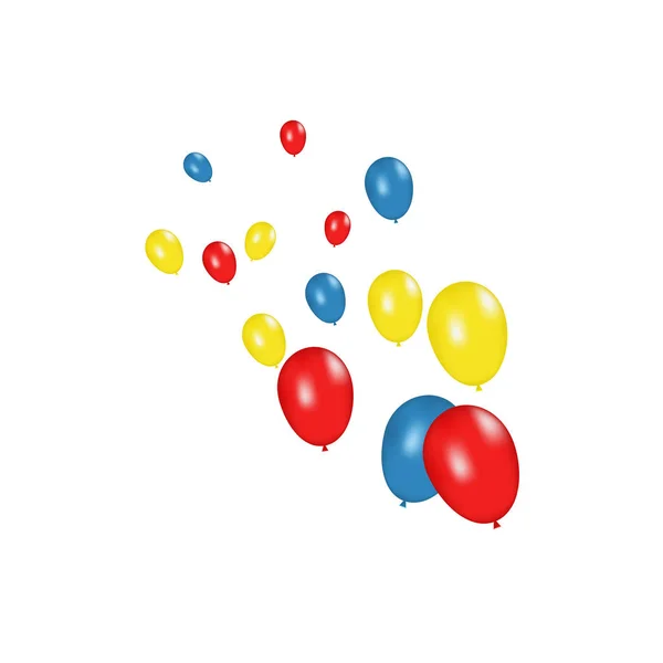 Composición de color de globos realistas vectoriales aislados sobre fondo blanco. Globos aislados. Para tarjetas de felicitación de cumpleaños u otros diseños — Vector de stock