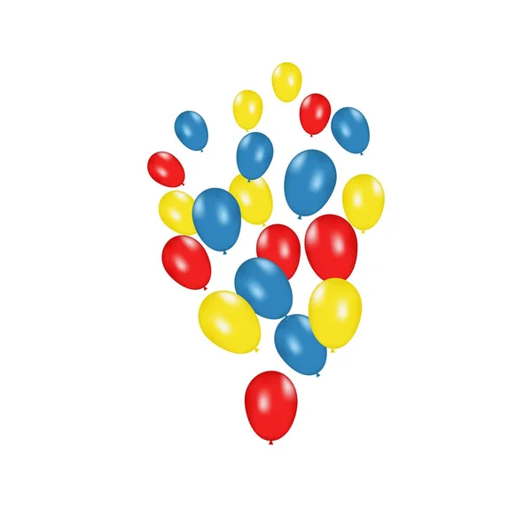 Composición de color de globos realistas vectoriales aislados sobre fondo blanco. Globos aislados. Para tarjetas de felicitación de cumpleaños u otros diseños — Vector de stock