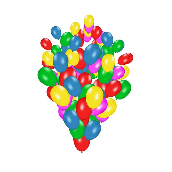 Composizione a colori di palloncini vettoriali realistici isolati su sfondo bianco. Palloncini isolati. Per biglietti di auguri di compleanno o altri disegni — Vettoriale Stock