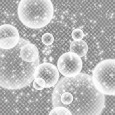 Şeffaf arkaplanda ışıklar. Sihirli kavram. Vektör beyaz parıltı dalgası soyut illüstrasyon. Beyaz yıldız tozu izleri izole edilmiş parlayan parçacıklar.