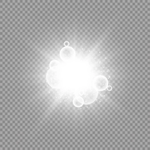 Glow Light Effect Starburst Sparkles Transparent Background Vector Illustration Sun — Stock Vector