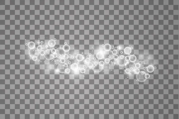 透明背景下的灯 神奇的概念 矢量白光波抽象图解 白星尘迹闪烁的粒子隔离 — 图库矢量图片