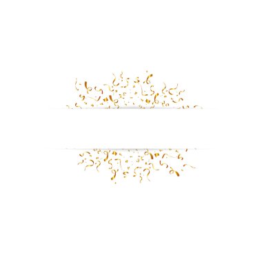 Beyaz arka plan üzerinde izole altın konfeti ile boş ana başlık. Vektör Festival arka plan. İyi ki doğdun kavramı.