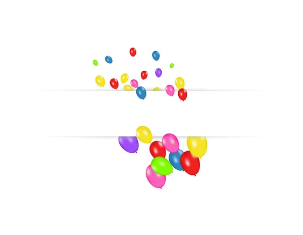 白い背景に分離された色の風船と空白のバナー お祝いベクトルの背景 幸せな誕生日のコンセプト — ストックベクタ