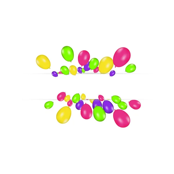 空白横幅与颜色气球查出在白色背景 向量节日背景 生日快乐的概念 — 图库矢量图片