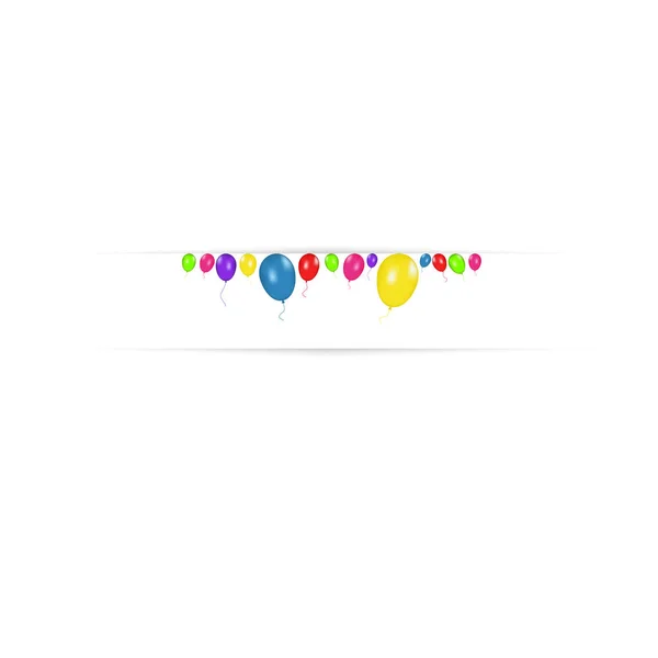 Banner en blanco con globos de color aislados sobre fondo blanco. Fondo festivo vectorial. Feliz cumpleaños concepto — Archivo Imágenes Vectoriales