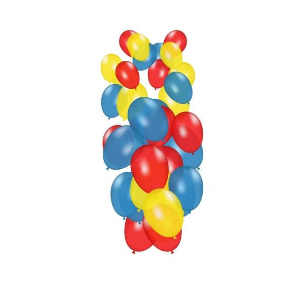 Composición de color de globos realistas vectoriales aislados sobre fondo blanco. Globos aislados. Para tarjetas de felicitación de cumpleaños u otros diseños — Vector de stock