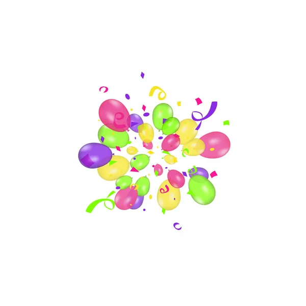 Composition en couleurs de ballons vectoriels réalistes isolés sur fond blanc. Des ballons isolés. Pour les cartes de vœux d'anniversaire ou autres dessins — Image vectorielle