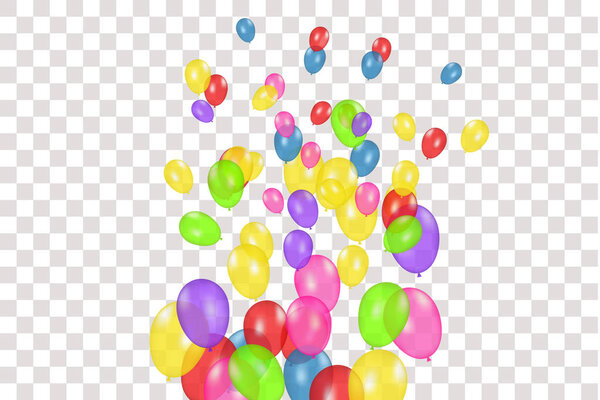 Color composition of vector realistic balloons isolated on transparent background. Balloons isolated. For Birthday greeting cards or other designs
