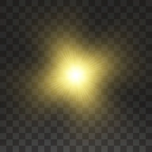 Efecto de luz brillante. Estallido con destellos sobre fondo transparente. Ilustración vectorial. Sol — Archivo Imágenes Vectoriales
