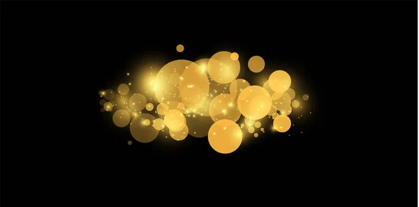 Gelbes Bokeh. die Zusammenfassung des Kreises Licht Bokeh Hintergrund. goldene Lichter Hintergrund. Weihnachtsbeleuchtungskonzept. Vektorillustration — Stockvektor