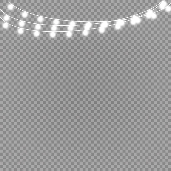 Luces de Navidad aisladas sobre fondo transparente. Ilustración vectorial de luces brillantes de Navidad . — Vector de stock