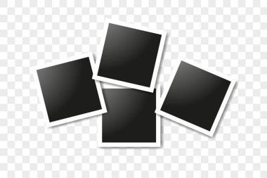 Gerçekçi kare kare set, Vektör Fotoğraf kare mockup tasarım. Vektör, saydam arka plan üzerinde fotoğraf kolajı çerçeveler. Vektör çizimi