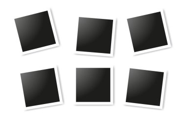Gerçekçi kare kare set, Vektör Fotoğraf kare mockup tasarım. Vektör beyaz arka plan üzerinde fotoğraf kolaj çerçeveleri. Vektör çizimi