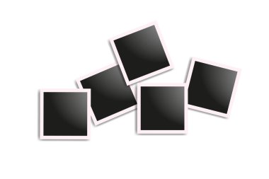 Gerçekçi kare kare set, Vektör Fotoğraf kare mockup tasarım. Vektör beyaz arka plan üzerinde fotoğraf kolaj çerçeveleri. Vektör çizimi