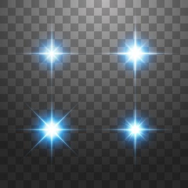 Yaratıcı kavramı vektör parlama ışık efekti kümesi üzerinde şeffaf arka plan izole parıldıyor ile patlamaları yıldız